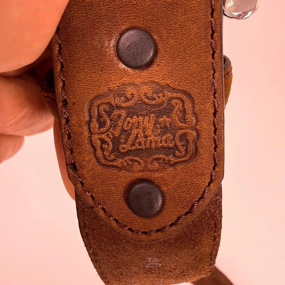 Tony Lama Belt Western Mens 40 Brown Leather Horsehair Concho Cowpoke Cowboy